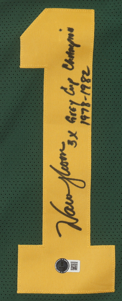 Warren Moon Signed Jersey Inscribed "5X Gray Cup Champions 1978-1982" (Beckett) at PristineAuction.com Warren Moon Signed Jersey Inscribed "5X Gray Cup Champions 1978-1982" (Beckett) at PristineAuction.com