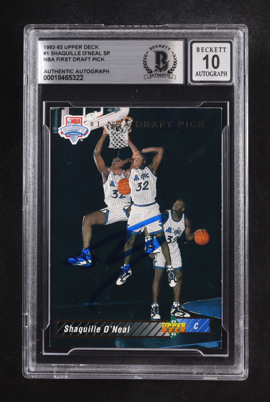 Shaquille O'Neal Signed 1992-93 Upper Deck NBA First Draft Pick Auto #1 RC (Beckett | Autograph Grade BGS 10) at PristineAuction.com Shaquille O'Neal Signed 1992-93 Upper Deck NBA First Draft Pick Auto #1 RC (Beckett | Autograph Grade BGS 10) at PristineAuction.com
