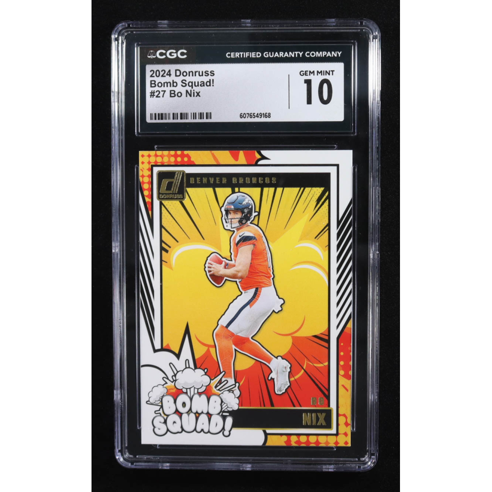 Bo Nix 2024 Donruss Bomb Squad #27 RC (CGC 10) at PristineAuction.com Bo Nix 2024 Donruss Bomb Squad #27 RC (CGC 10) at PristineAuction.com