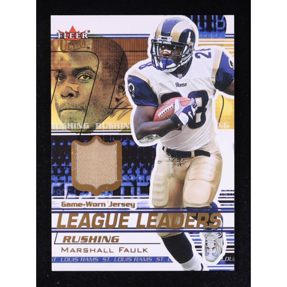 Marshall Faulk 2002 Ultra League Leaders Memorabilia #5 at PristineAuction.com