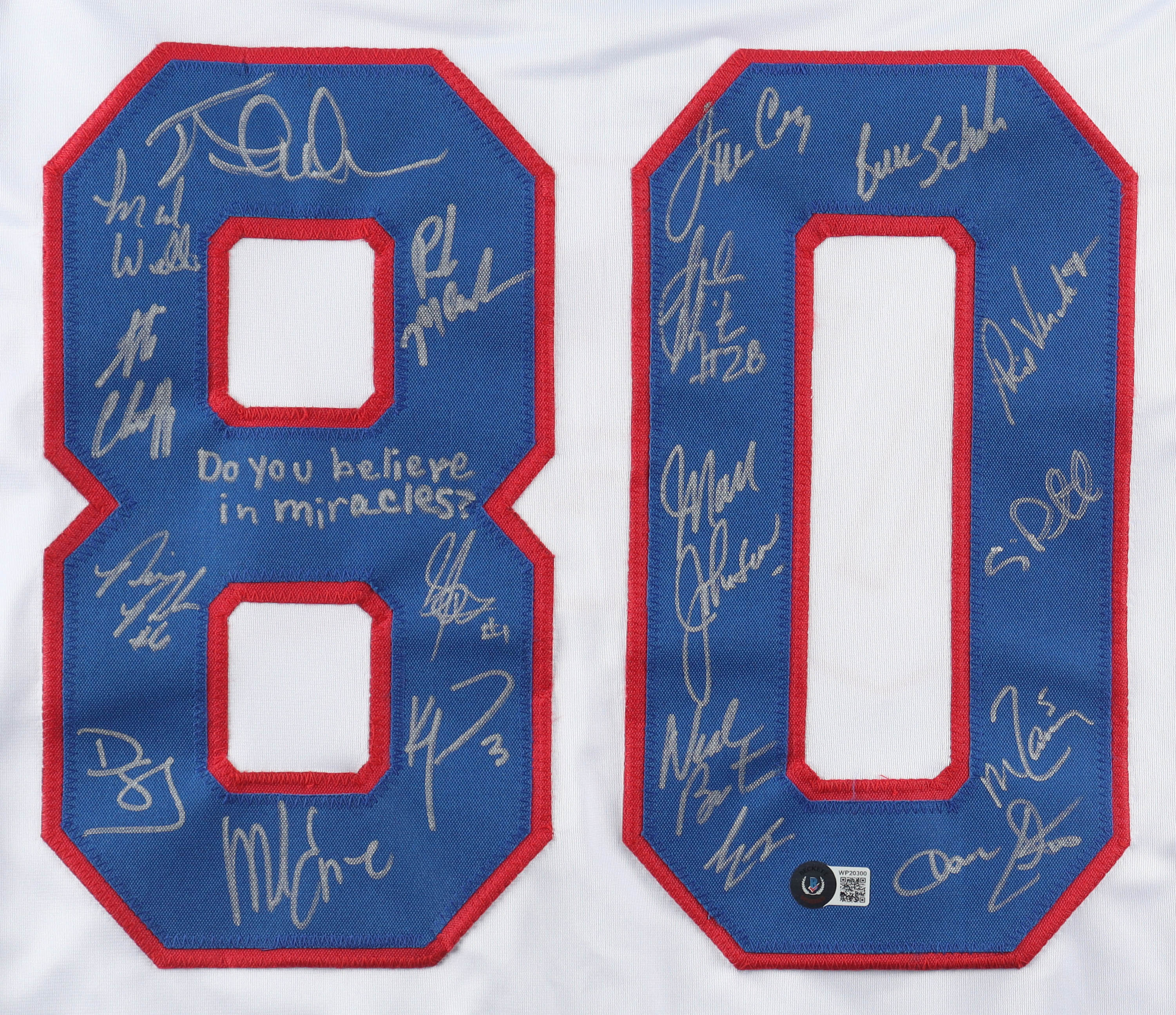 1980 Team USA | "Miracle on Ice" | Jersey Signed by (19) with Mike Eruzione, Jim Craig, Mark Johnson, Neal Broten & Inscribed "Do you Believe in Miracles?" (Beckett) at PristineAuction.com 1980 Team USA | "Miracle on Ice" | Jersey Signed by (19) with Mike Eruzione, Jim Craig, Mark Johnson, Neal Broten & Inscribed "Do you Believe in Miracles?" (Beckett) at PristineAuction.com