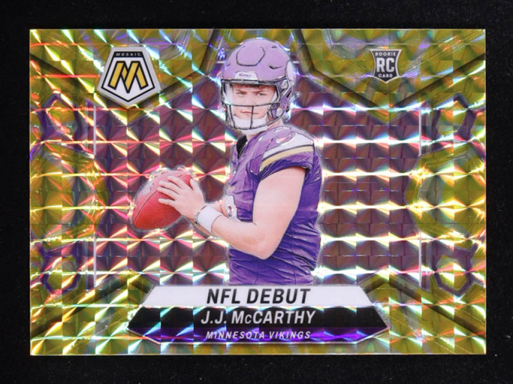 JJ McCarthy 2024 Panini Mosaic Mosaic Reactive Yellow #275 DEB RC