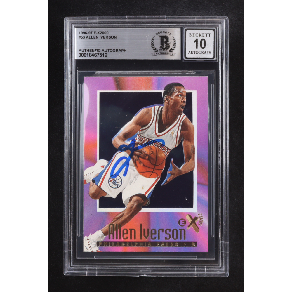 Allen Iverson Signed 1996-97 E-X2000 Auto #53 RC (Beckett | Autograph Grade BGS 10) at PristineAuction.com