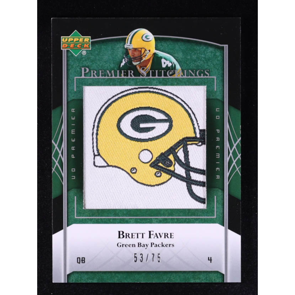 Brett Favre 2007 Upper Deck Premier Stitchings Team Logo/NFL Draft #PS67 #53/75 at PristineAuction.com