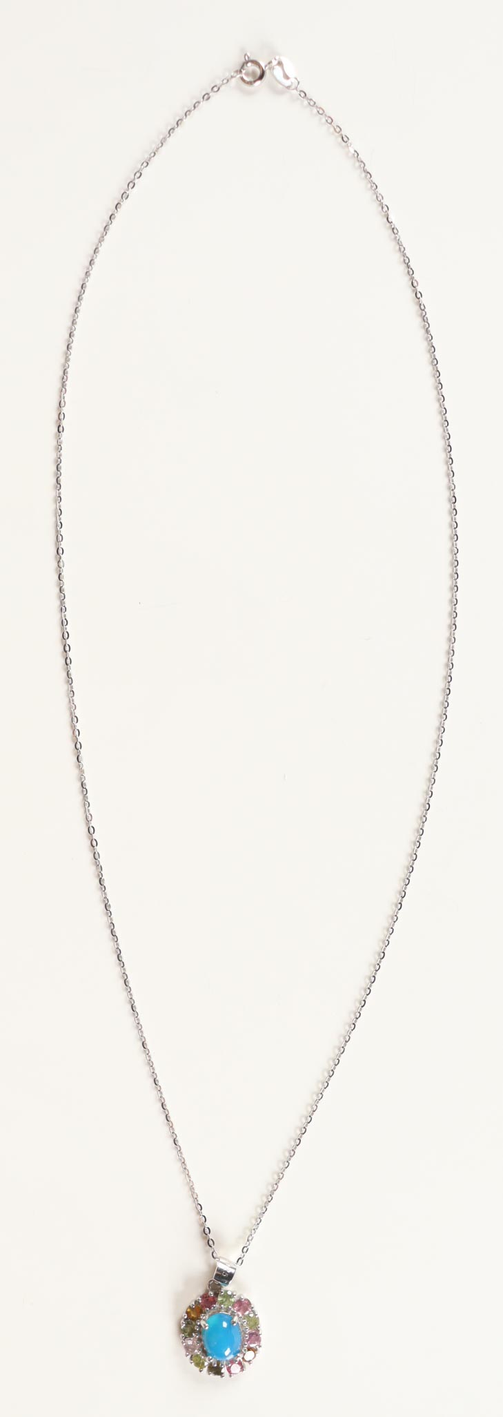 New 3.75 CTW Tourmaline & Cabochon Opal Necklace | Estimated Retail Value: $2,400 (UGL) at PristineAuction.com New 3.75 CTW Tourmaline & Cabochon Opal Necklace | Estimated Retail Value: $2,400 (UGL) at PristineAuction.com