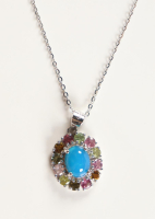 New 3.75 CTW Tourmaline & Cabochon Opal Necklace | Estimated Retail Value: $2,400 (UGL) at PristineAuction.com