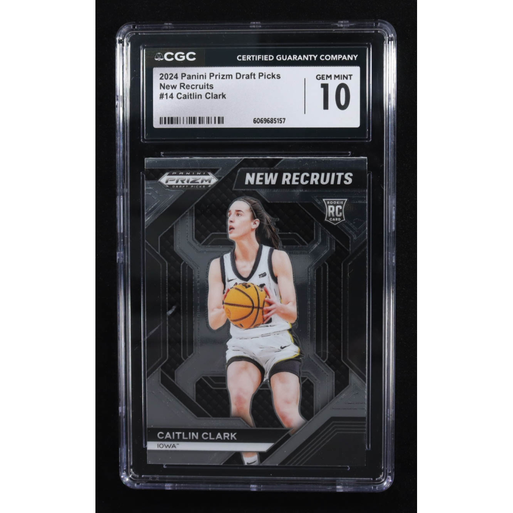 Caitlin Clark 2024-25 Panini Prizm Draft Picks New Recruits #14 RC (CGC 10) at PristineAuction.com Caitlin Clark 2024-25 Panini Prizm Draft Picks New Recruits #14 RC (CGC 10) at PristineAuction.com