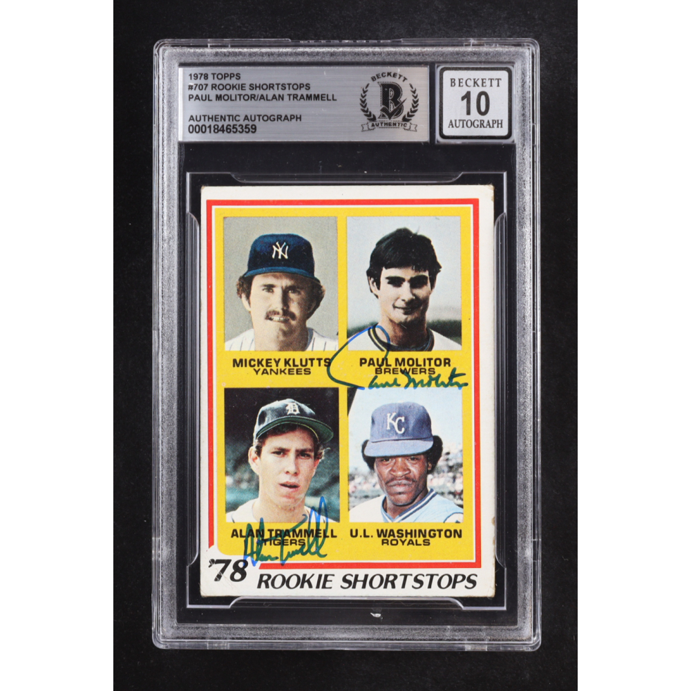 Paul Molitor/Alan Trammell Signed 1978 Topps Auto Rookie Shortstops #707 RC (Beckett | Autograph Grade BGS 10) at PristineAuction.com