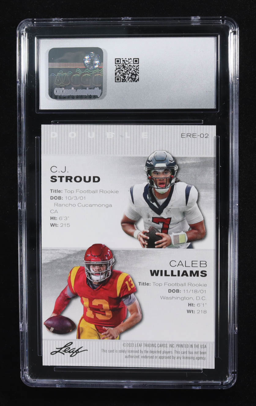 CJ Stroud / Caleb Williams 2023 Leaf Special Release Exclusive Rookie Edition #ERE02 RC (CGC 10) at PristineAuction.com CJ Stroud / Caleb Williams 2023 Leaf Special Release Exclusive Rookie Edition #ERE02 RC (CGC 10) at PristineAuction.com