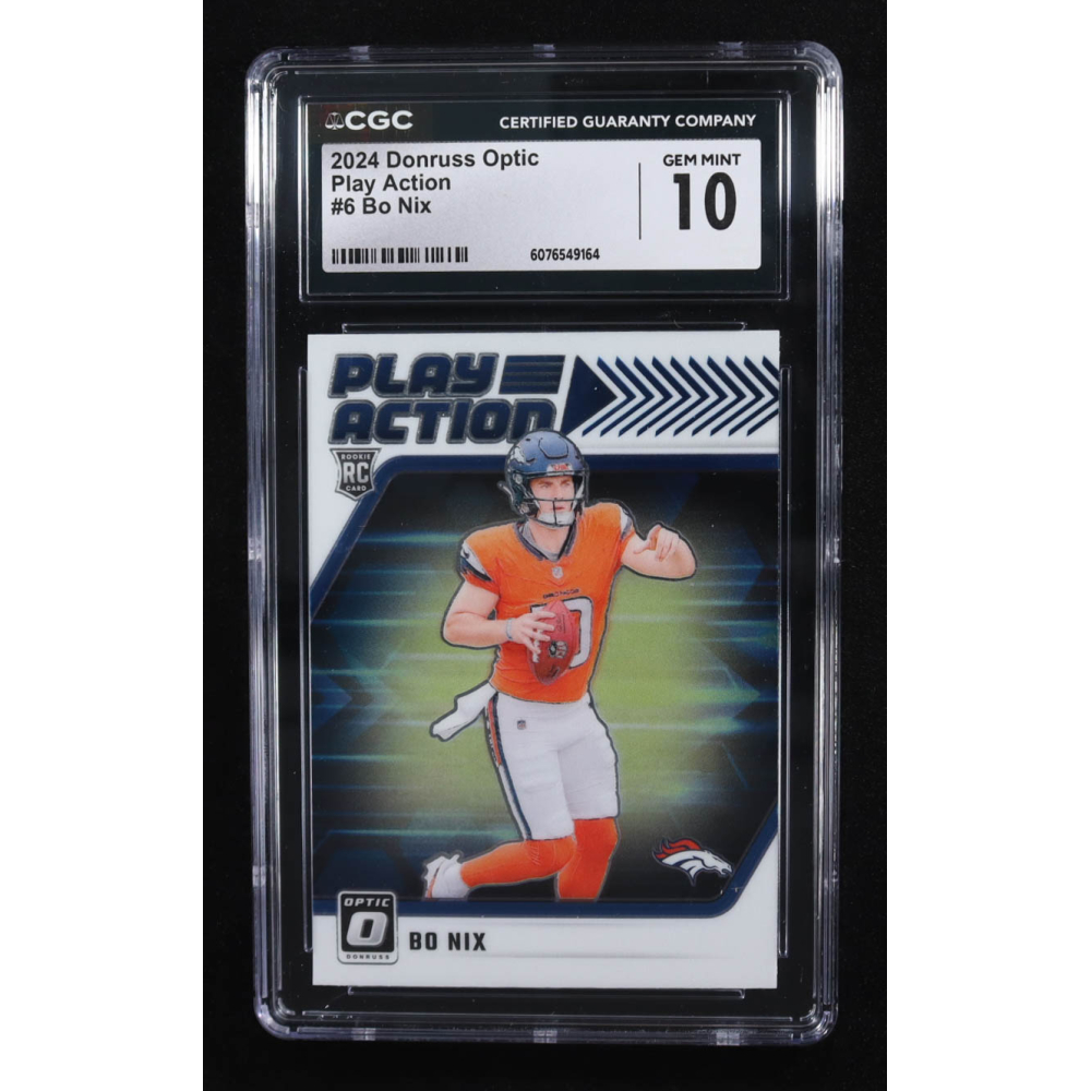 Bo Nix 2024 Donruss Optic Play Action #6 RC (CGC 10) at PristineAuction.com