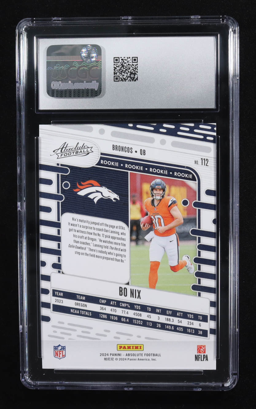Bo Nix 2024 Absolute #112 RC (CGC 10) at PristineAuction.com Bo Nix 2024 Absolute #112 RC (CGC 10) at PristineAuction.com