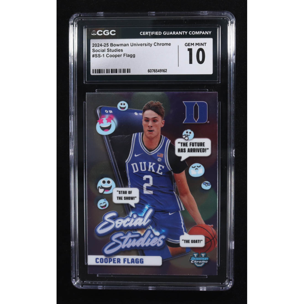 Cooper Flagg 2024-25 Bowman Chrome University Social Studies #SS1 RC (CGC 10) at PristineAuction.com Cooper Flagg 2024-25 Bowman Chrome University Social Studies #SS1 RC (CGC 10) at PristineAuction.com