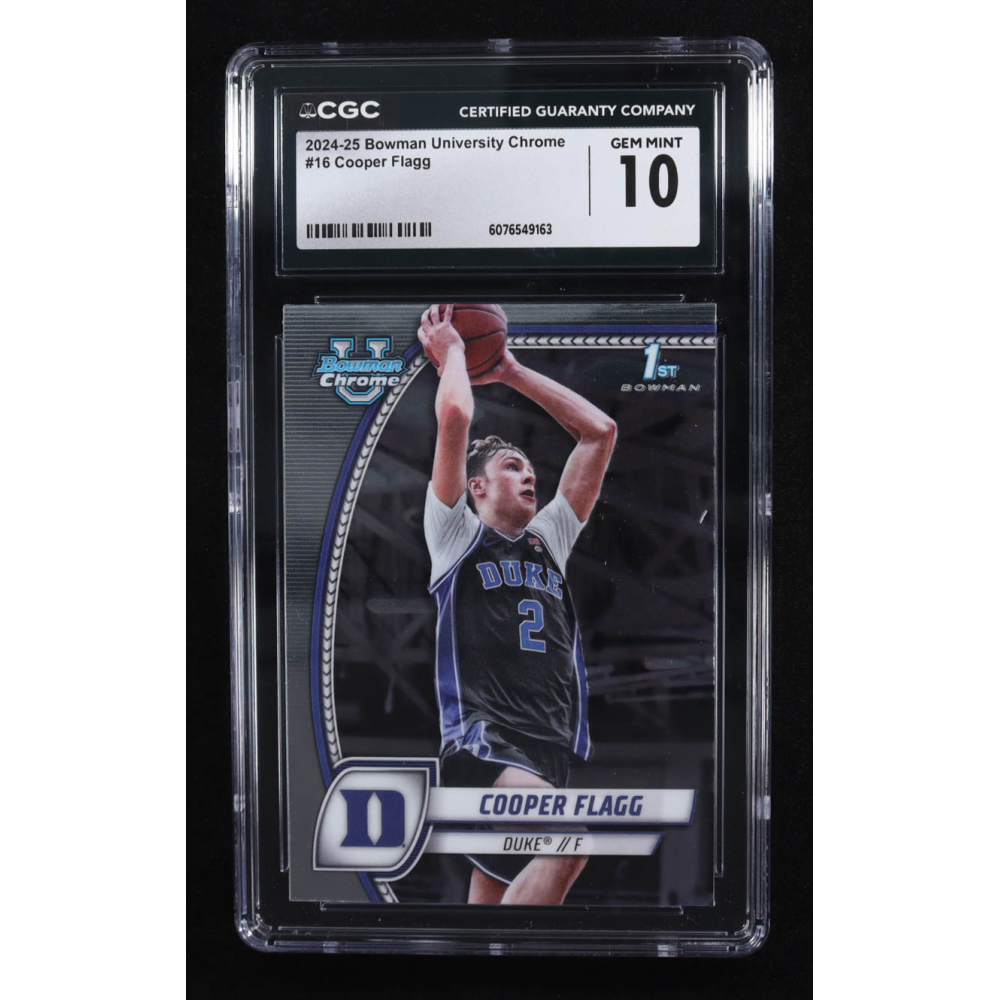 Cooper Flagg 2024-25 Bowman Chrome University #16 RC (CGC 10) at PristineAuction.com Cooper Flagg 2024-25 Bowman Chrome University #16 RC (CGC 10) at PristineAuction.com