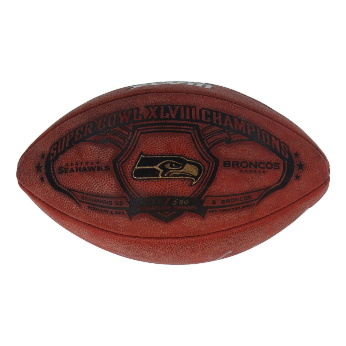 Marshawn Lynch Signed Super Bowl XLVIII Logo NFL Football (Lynch) at PristineAuction.com Marshawn Lynch Signed Super Bowl XLVIII Logo NFL Football (Lynch) at PristineAuction.com