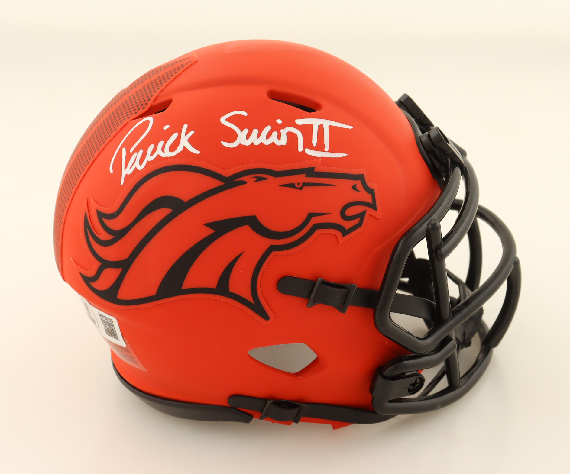Patrick Surtain II Signed Broncos Rave Alternate Speed Mini Helmet (Beckett) at PristineAuction.com Patrick Surtain II Signed Broncos Rave Alternate Speed Mini Helmet (Beckett) at PristineAuction.com