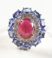 New 6.78 CTW Ruby & Tanzanite Ring | Estimated Retail Value: $2,100 (UGL) at PristineAuction.com