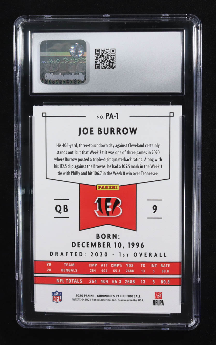 Joe Burrow 2020 Panini Chronicles Panini Pink #1 RC (CGC 10) at PristineAuction.com Joe Burrow 2020 Panini Chronicles Panini Pink #1 RC (CGC 10) at PristineAuction.com