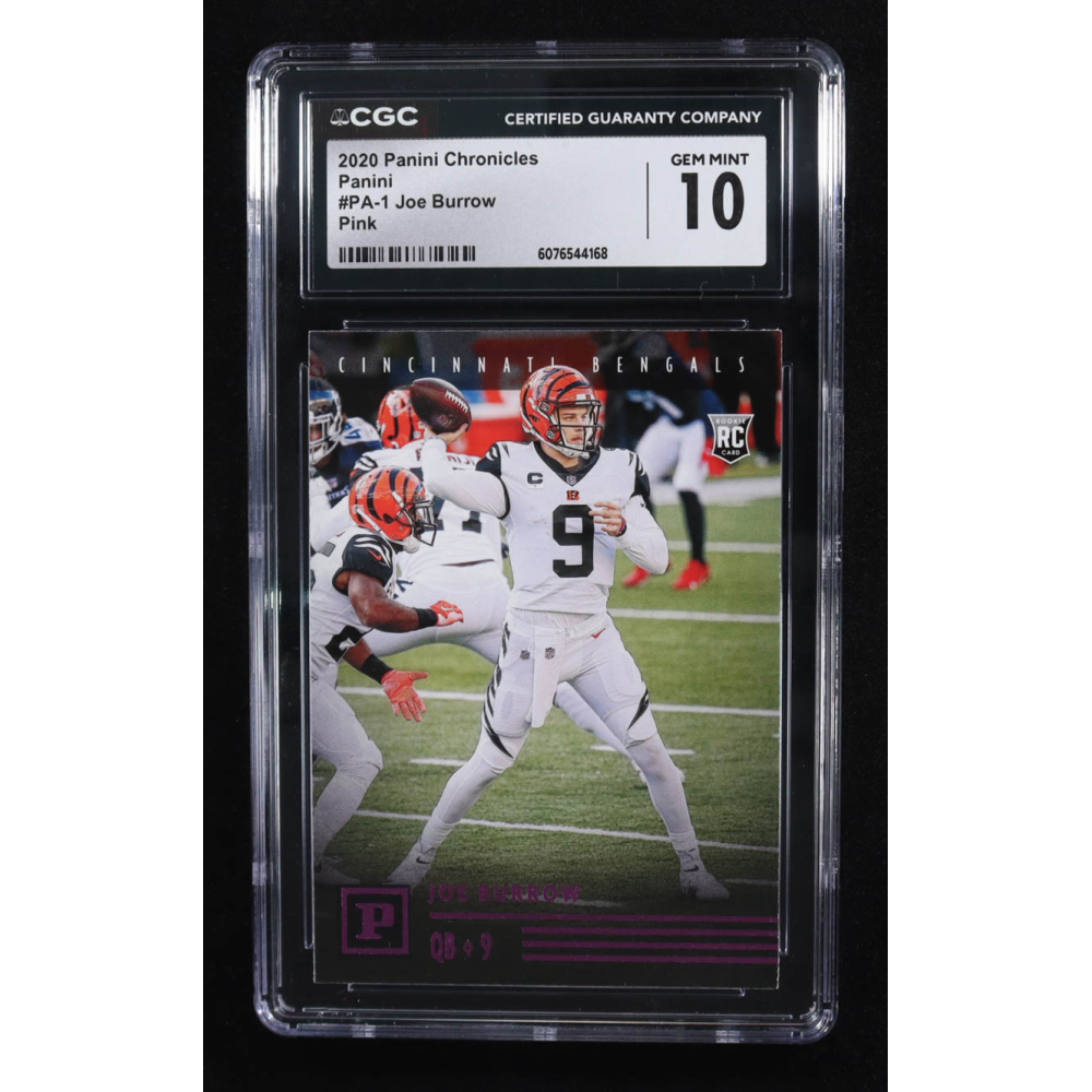 Joe Burrow 2020 Panini Chronicles Panini Pink #1 RC (CGC 10) at PristineAuction.com