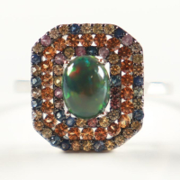 New 3.5 CTW Black Opal & Sapphire Ring | Estimated Retail Value: $1,600 (UGL) at PristineAuction.com