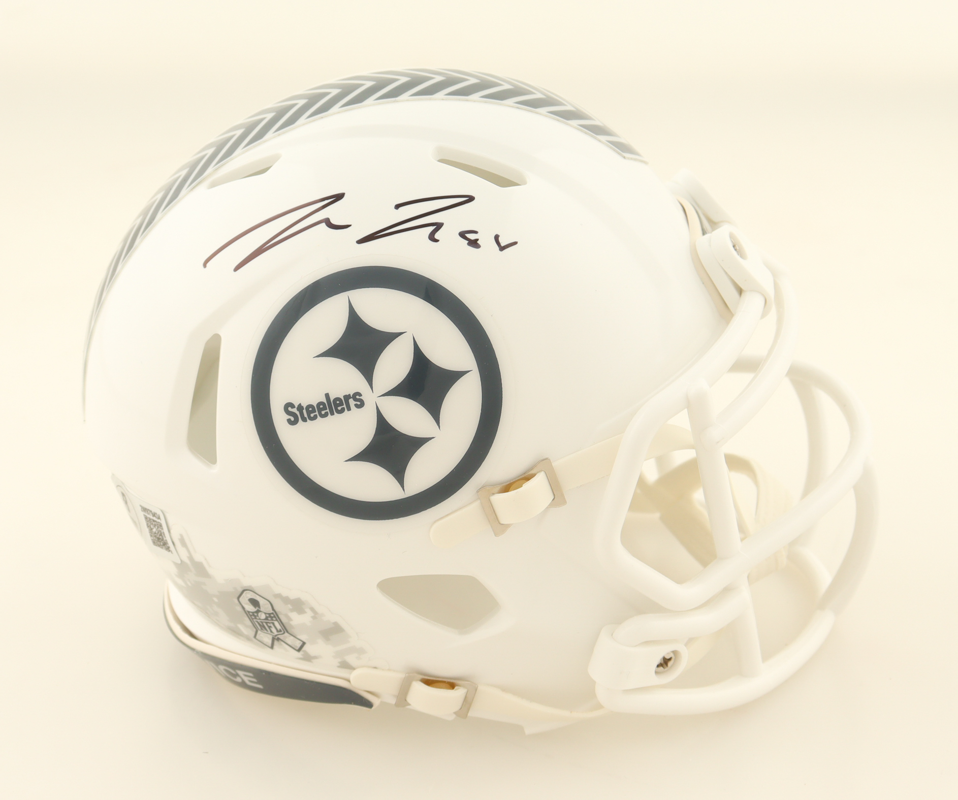 Pat Freiermuth Signed Steelers Salute To Service Alternate Speed Mini Helmet (Beckett) at PristineAuction.com Pat Freiermuth Signed Steelers Salute To Service Alternate Speed Mini Helmet (Beckett) at PristineAuction.com