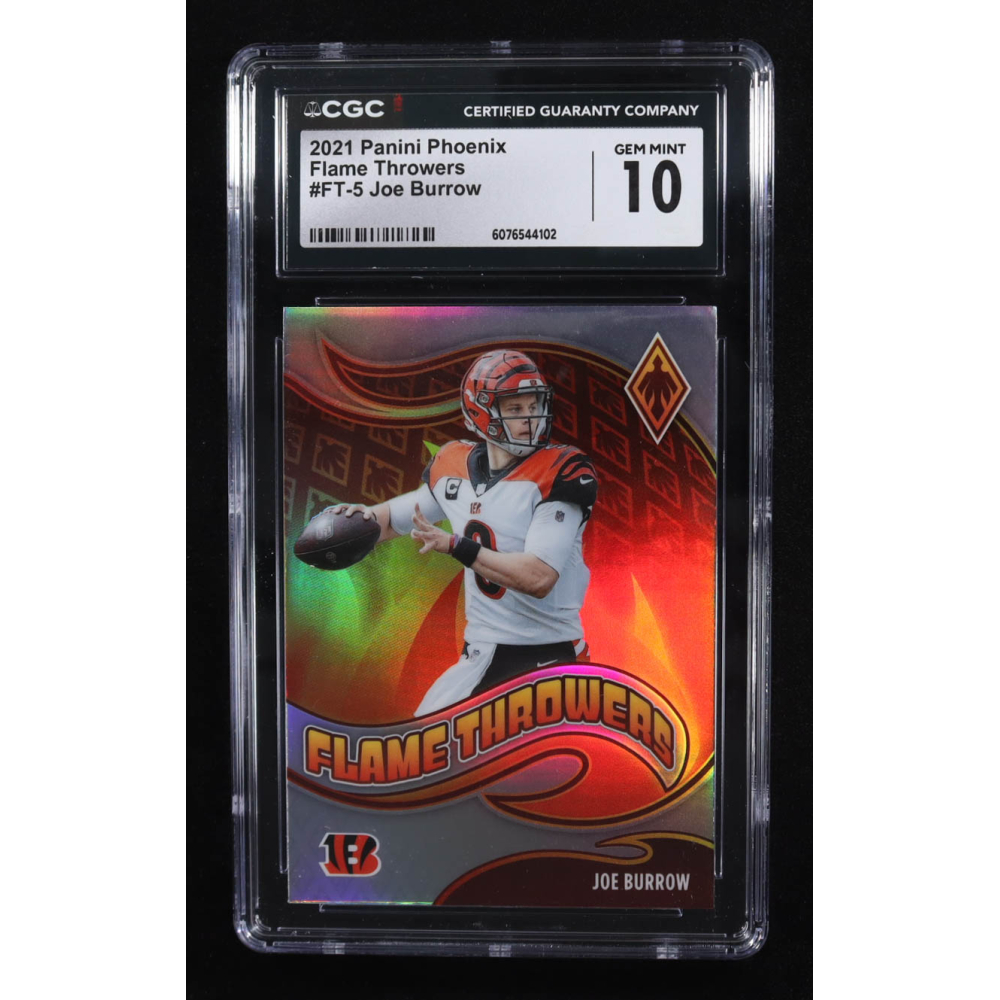 Joe Burrow 2021 Panini Phoenix Flame Throwers #5 (CGC 10) at PristineAuction.com Joe Burrow 2021 Panini Phoenix Flame Throwers #5 (CGC 10) at PristineAuction.com