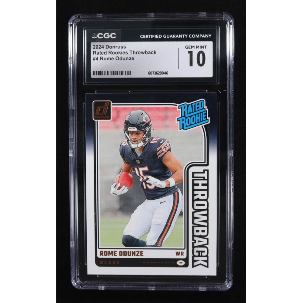 Rome Odunze 2024 Donruss Rated Rookies Throwback #4 RC (CGC 10) at PristineAuction.com Rome Odunze 2024 Donruss Rated Rookies Throwback #4 RC (CGC 10) at PristineAuction.com
