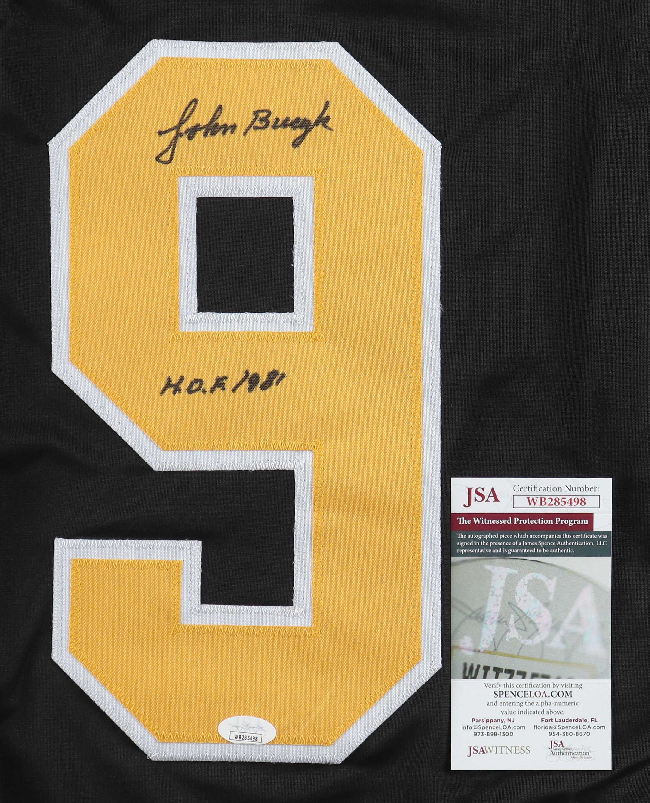 Johnny Bucyk Signed Jersey Inscribed "H.O.F. 1981" (JSA) at PristineAuction.com Johnny Bucyk Signed Jersey Inscribed "H.O.F. 1981" (JSA) at PristineAuction.com