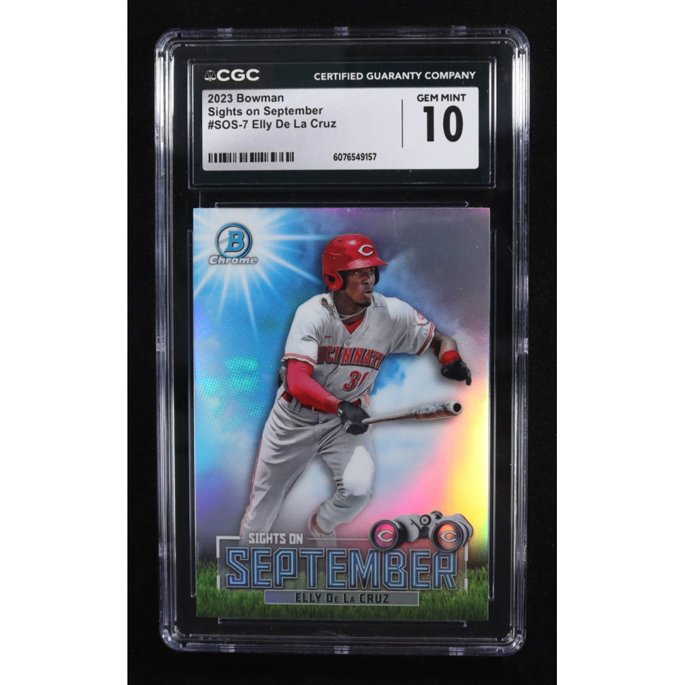 Elly De La Cruz 2023 Bowman Chrome Sights on September #SOS7 RC (CGC 10) at PristineAuction.com Elly De La Cruz 2023 Bowman Chrome Sights on September #SOS7 RC (CGC 10) at PristineAuction.com