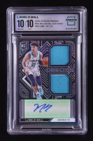 LaMelo Ball 2020-21 Panini Obsidian Rke. Jersey Ink Elec. Etch Green Auto #RJI-LMB RC #07/15 (Arena Club 10 | Autograph Grade Arena Club 10) at PristineAuction.com