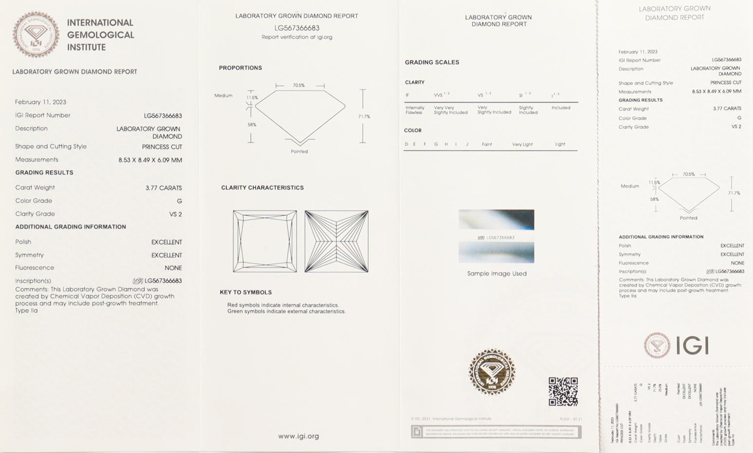 New 3.77 Carats Lab Grown Diamond Ring G, VS2 | Estimated Retail Value: $6,000 (UGL & IGI) at PristineAuction.com New 3.77 Carats Lab Grown Diamond Ring G, VS2 | Estimated Retail Value: $6,000 (UGL & IGI) at PristineAuction.com