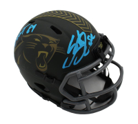 Steve Smith Sr. Signed Panthers Salute to Service Alternate Speed Mini Helmet Inscribed "Agent 89" (Radtke) at PristineAuction.com