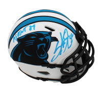 Steve Smith Sr. Signed Panthers Lunar Eclipse Alternate Speed Mini Helmet Inscribed "Agent 89" (Radtke) at PristineAuction.com
