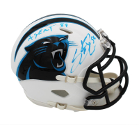 Steve Smith Sr. Signed Panthers Flat White Alternate Speed Mini Helmet Inscribed "Agent 89" (Radtke) at PristineAuction.com