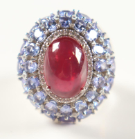 New 17.50 CTW Ruby & Tanzanite Ring | Estimated Retail Value: $4,000 (UGL) at PristineAuction.com