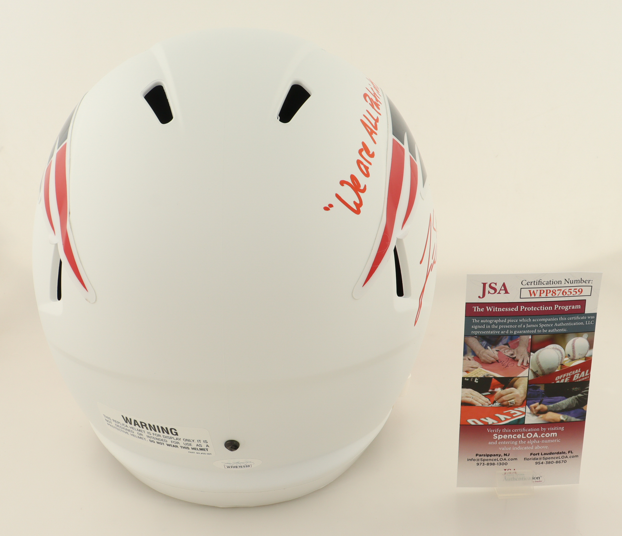 Jarrett Stidham Signed Patriots Full-Size Flat White Alternate Speed Helmet Inscribed "We Are All Patriots" (JSA) at PristineAuction.com Jarrett Stidham Signed Patriots Full-Size Flat White Alternate Speed Helmet Inscribed "We Are All Patriots" (JSA) at PristineAuction.com