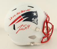 Jarrett Stidham Signed Patriots Full-Size Flat White Alternate Speed Helmet Inscribed "We Are All Patriots" (JSA) at PristineAuction.com