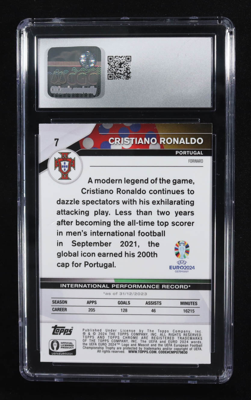 Cristiano Ronaldo 2024 Topps Chrome UEFA Euro #7 (CGC 10) at PristineAuction.com Cristiano Ronaldo 2024 Topps Chrome UEFA Euro #7 (CGC 10) at PristineAuction.com