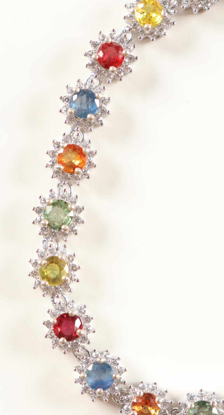 New 7.3 CTW Multi-Color Sapphire & White Zircon Bracelet | Estimated Retail Value: $3,200 (UGL) at PristineAuction.com New 7.3 CTW Multi-Color Sapphire & White Zircon Bracelet | Estimated Retail Value: $3,200 (UGL) at PristineAuction.com