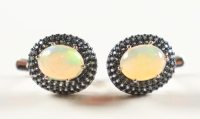 New 4 CTW Pair of Opal & Sapphire Earrings | Estimated Retail Value: $1,700 (UGL) at PristineAuction.com