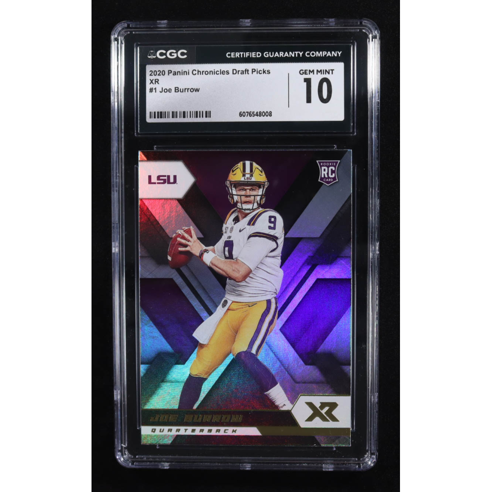 Joe Burrow 2020 Panini Chronicles Draft Picks XR Rookies RC (CGC 10) at PristineAuction.com Joe Burrow 2020 Panini Chronicles Draft Picks XR Rookies RC (CGC 10) at PristineAuction.com