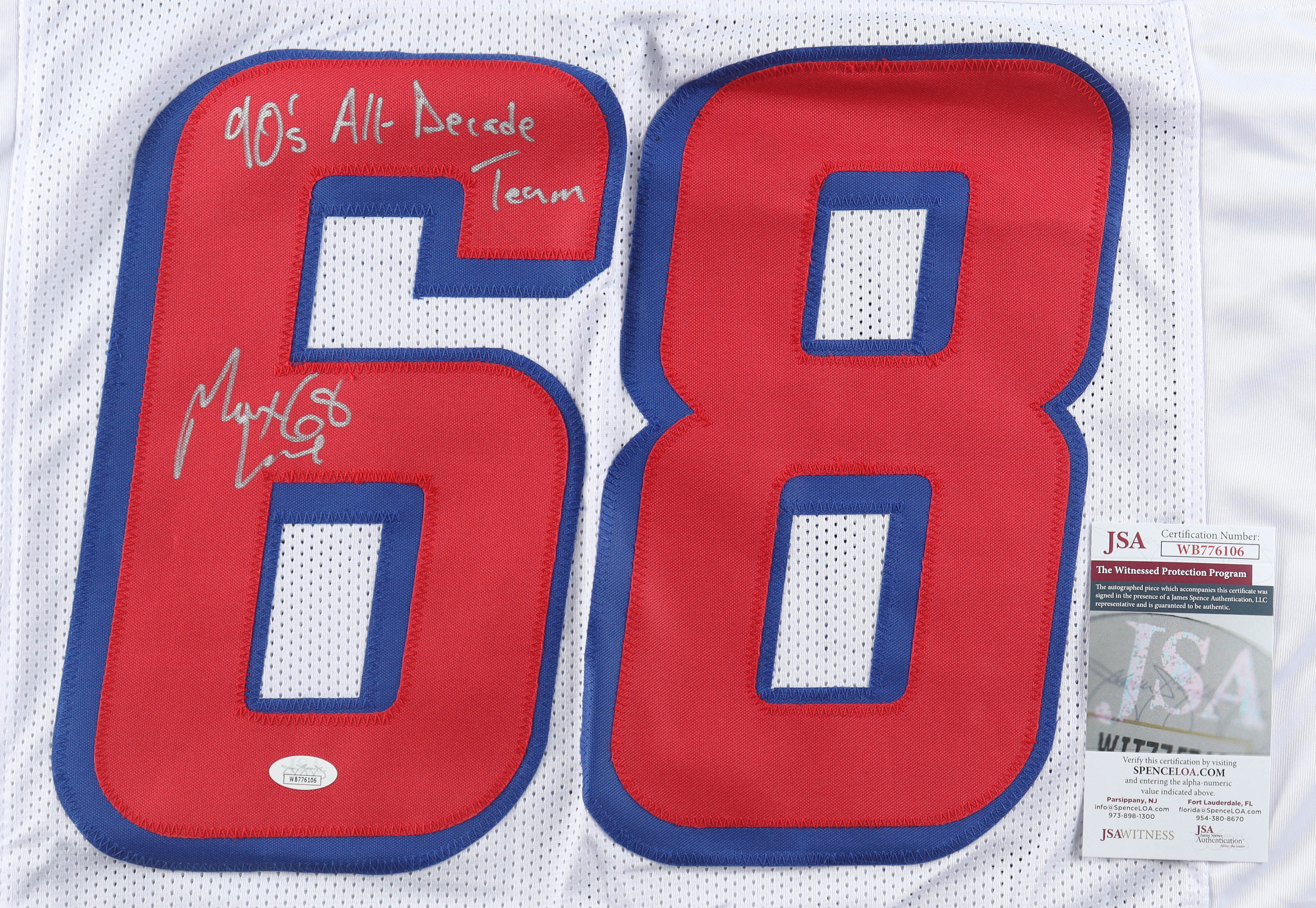 Max Lane Signed Jersey Inscribed "90's All Decade Team" (JSA) at PristineAuction.com Max Lane Signed Jersey Inscribed "90's All Decade Team" (JSA) at PristineAuction.com