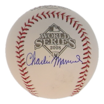 Charlie Manuel Signed 2008 World Series Baseball (PSA) at PristineAuction.com Charlie Manuel Signed 2008 World Series Baseball (PSA) at PristineAuction.com