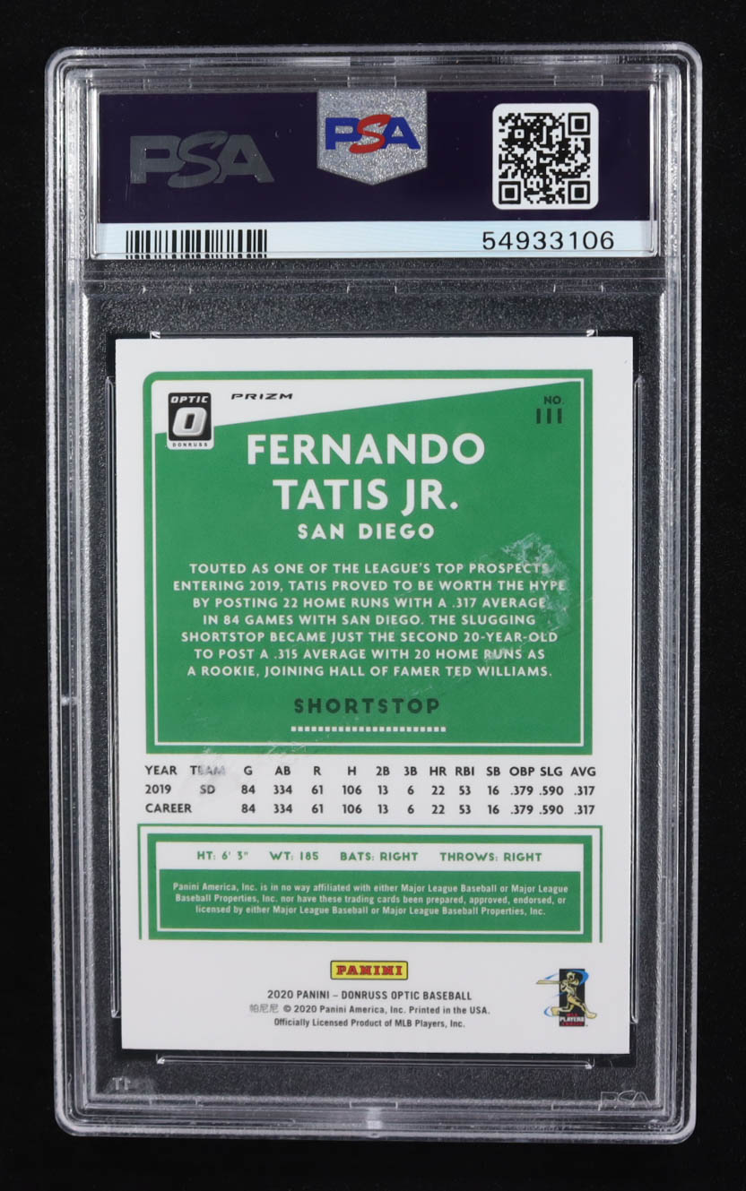 Fernando Tatis Jr. 2020 Donruss Optic #111 RC (PSA 10) at PristineAuction.com Fernando Tatis Jr. 2020 Donruss Optic #111 RC (PSA 10) at PristineAuction.com