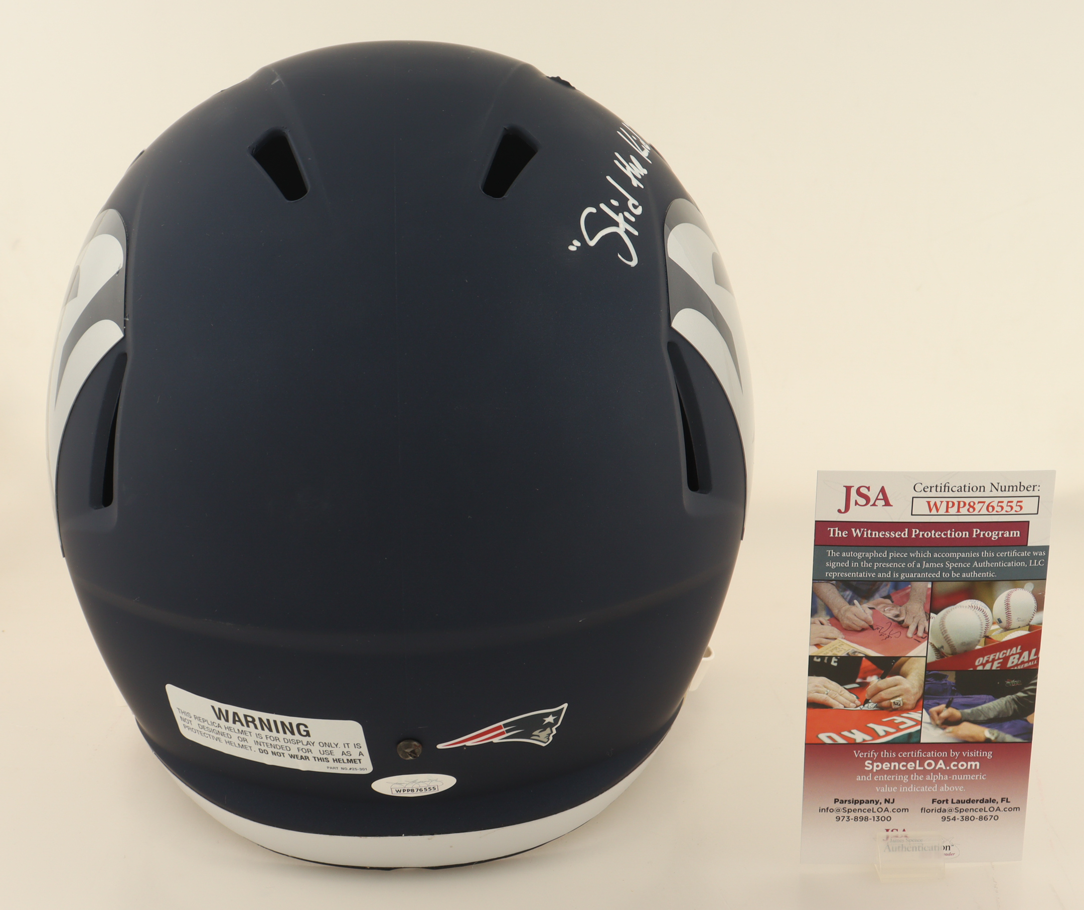 Jarrett Stidham Signed Patriots Full-Size AMP Alternate Speed Helmet Inscribed "Stid The KId" (JSA) at PristineAuction.com Jarrett Stidham Signed Patriots Full-Size AMP Alternate Speed Helmet Inscribed "Stid The KId" (JSA) at PristineAuction.com