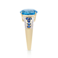 4.54 CTW Natural Sapphire, Topaz & Diamond Designer Ring 10K Yellow Gold H-I, I1-I2 NEW | Estimated Retail Value: $4,800 (IGI) at PristineAuction.com