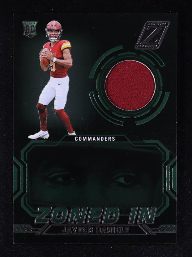Jayden Daniels 2024 Zenith Zoned In Jerseys #3 RC at PristineAuction.com Jayden Daniels 2024 Zenith Zoned In Jerseys #3 RC at PristineAuction.com