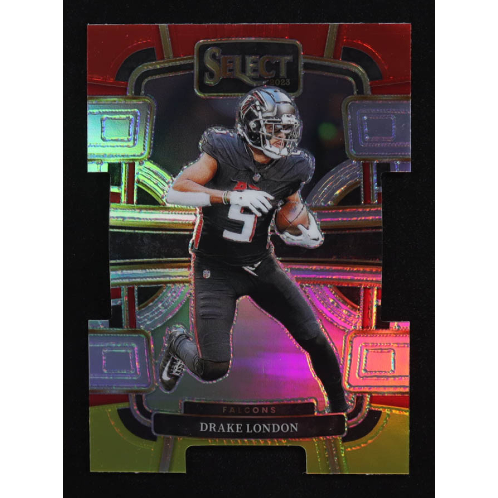Drake London 2023 Select Prizm Red and Yellow Die Cut #6 at PristineAuction.com