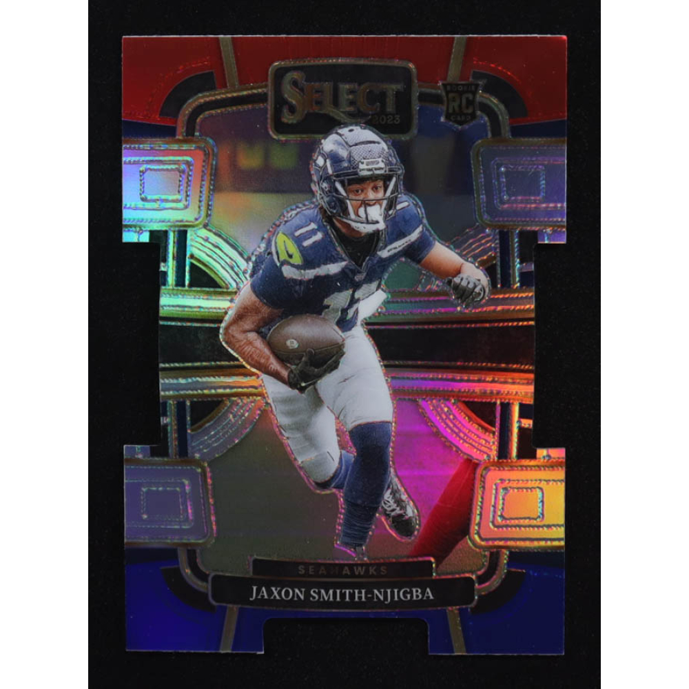 Jaxon Smith-Njigba 2023 Select Prizm Red and Blue Die Cut #87 RC at PristineAuction.com