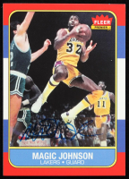 Magic Johnson Signed Sticker On 1986 Fleer #53 Reprint (Beckett) at PristineAuction.com