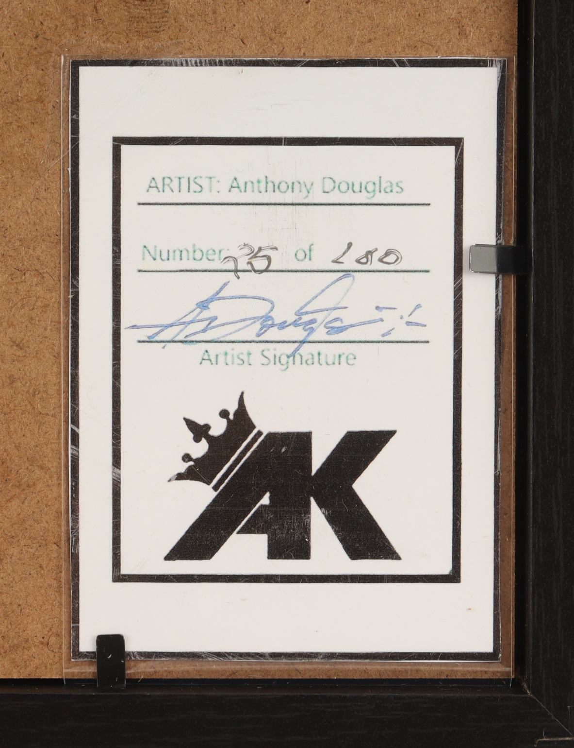 Anthony Douglas Signed LE Custom Framed Lithograph Print Display (Douglas) at PristineAuction.com Anthony Douglas Signed LE Custom Framed Lithograph Print Display (Douglas) at PristineAuction.com